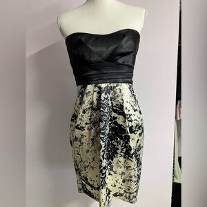 Ruby Rox Women’s Strapless Dress, 9 (Juniors), Black/Cream, Floral/Lace/Satiny🌺